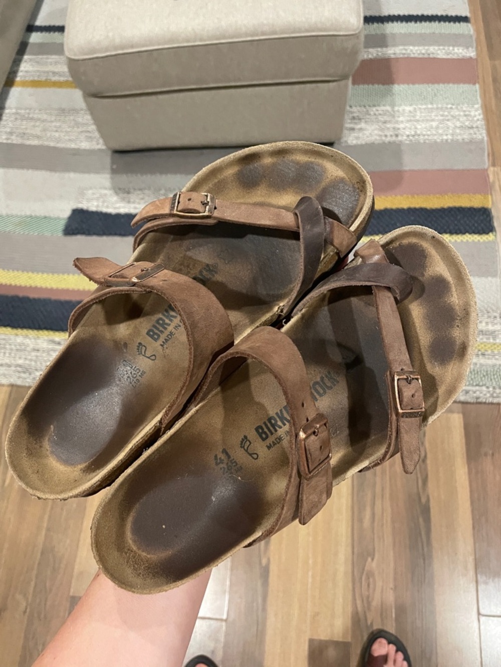 Birkenstock Mayari Sandals Size 41 Leather Brown Two-Strap Suede